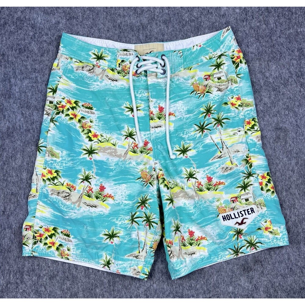 Vtg Hollister Men's Swim Shorts California Floral Print Hawaiian Surf Y2K Size L